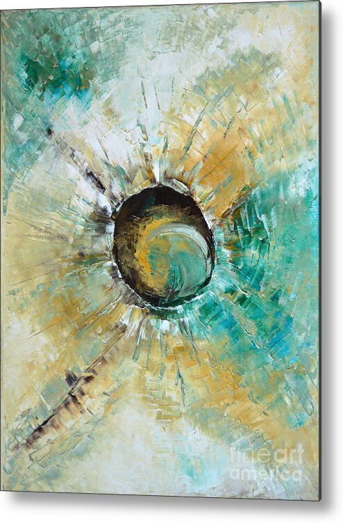 Abstract Modern Art Metal Print featuring the painting Miracle Planet by Belinda Capol