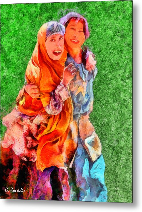 Rossidis Metal Print featuring the painting Two girls by George Rossidis