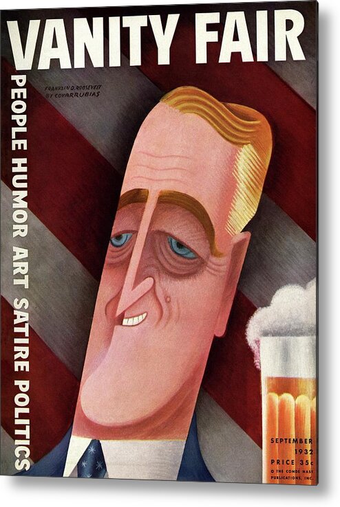 Illustration Metal Print featuring the photograph Vanity Fair Cover Featuring Franklin D. Roosevelt by Miguel Covarrubias