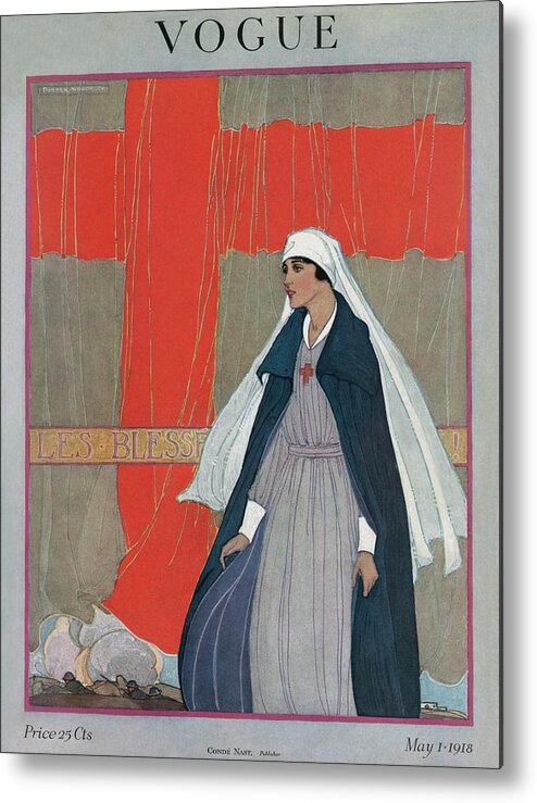 Illustration Metal Print featuring the photograph Vogue Cover Featuring A Nurse by Porter Woodruff