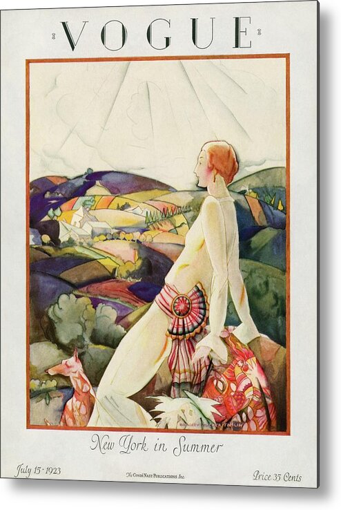 Illustration Metal Print featuring the photograph Vogue Cover Featuring A Woman And Her Dog by Bradley Walker Tomlin