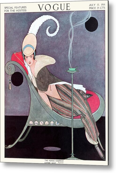 Illustration Metal Print featuring the photograph Vogue Cover Featuring A Woman Sitting In A Chair by Helen Dryden
