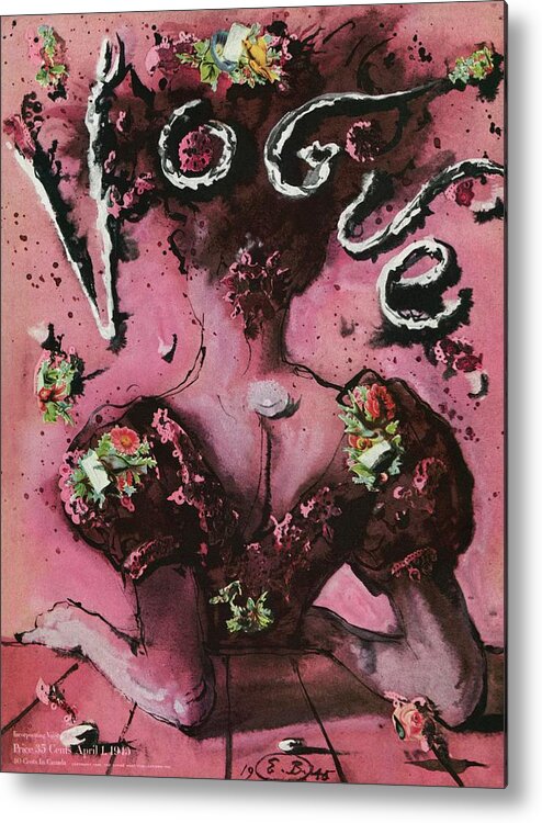 Fashion Metal Print featuring the photograph Vogue Cover Illustration Of A Back View Of A Woman by Eugene Berman