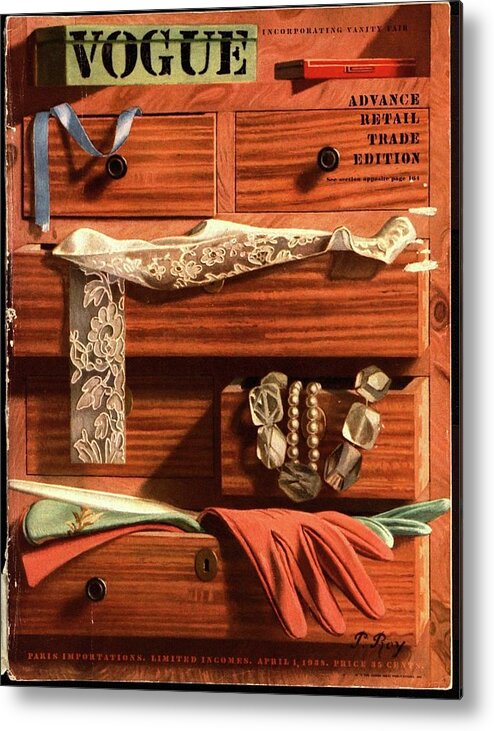 Illustration Metal Print featuring the photograph Vogue Cover Illustration Of Drawers Open by Pierre Roy
