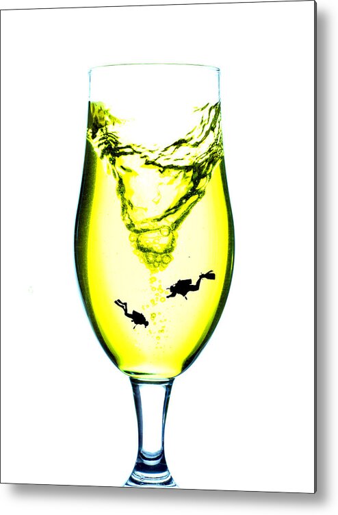 Vortex Metal Print featuring the photograph Vortex diving in the glass cup Little People On Food by Paul Ge
