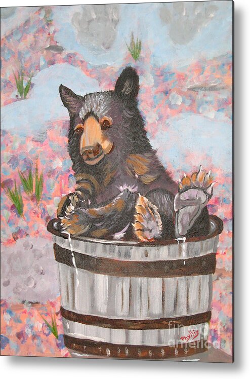 Bear Metal Print featuring the painting Water Bear by Phyllis Kaltenbach
