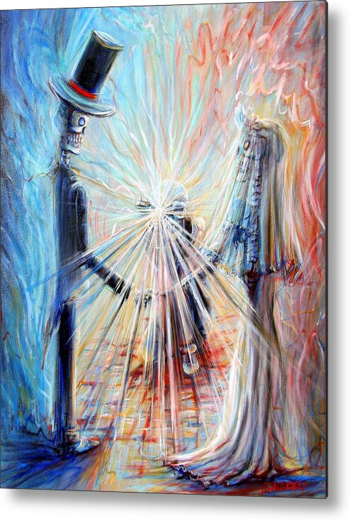 Day Of The Dead Metal Print featuring the painting Wedding Photographer by Heather Calderon