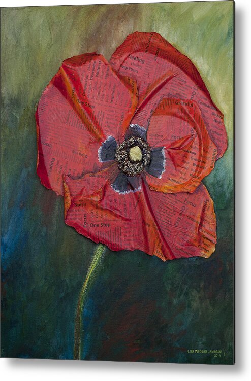 Poppy Metal Print featuring the painting Wellness Poppy by Lisa Jaworski