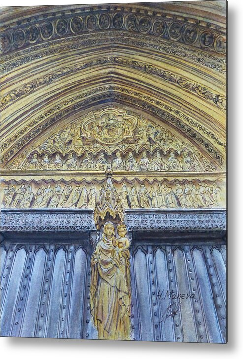 Architecture Metal Print featuring the painting Westminster Abbey IV by Henrieta Maneva