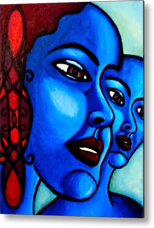 Blue Metal Print featuring the painting What is an Individual? by India Samara
