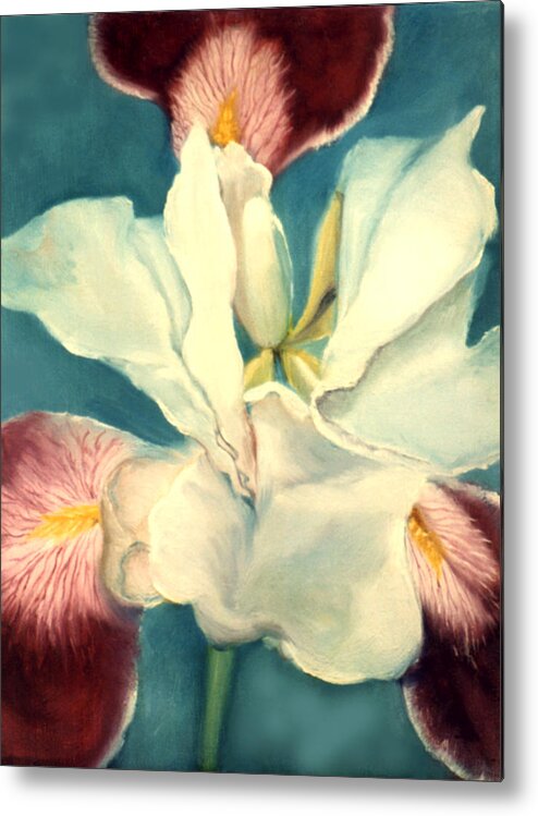 Flowers Metal Print featuring the painting White Iris by Anni Adkins