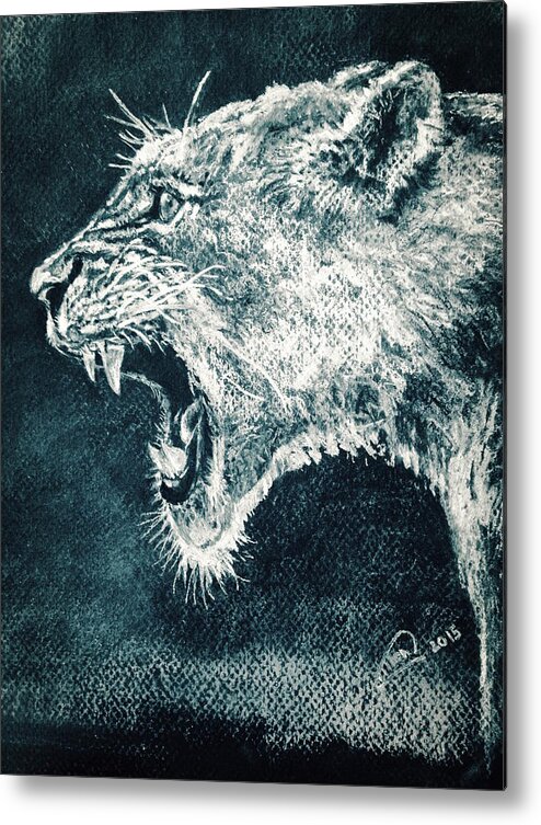 Tiger Metal Print featuring the drawing Leon Portrait by Alban Dizdari