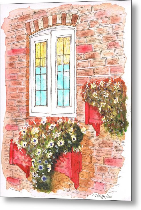 Watercolor Metal Print featuring the painting White window by Carlos G Groppa