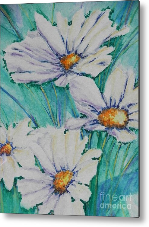 Fine Art Painting Metal Print featuring the painting Wild Daisys Two by Chrisann Ellis