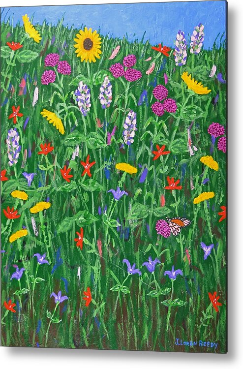 Wildflowers Painting Metal Print featuring the painting Wildflowers-vertical by J Loren Reedy