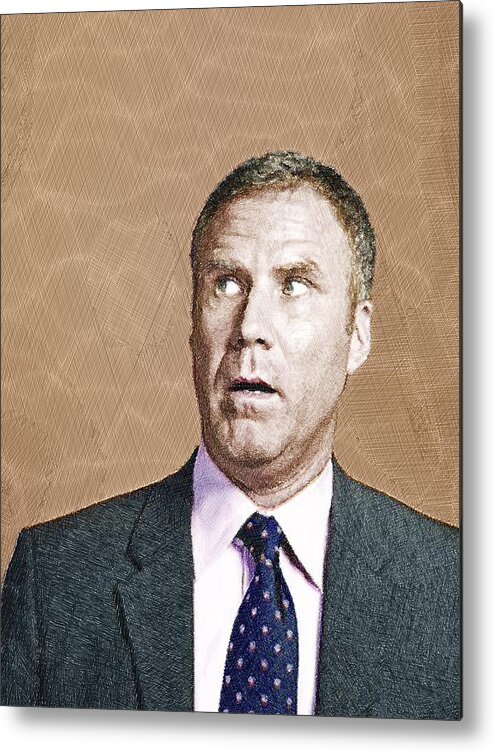 Anchorman Metal Print featuring the painting Will Ferrell by Tony Rubino