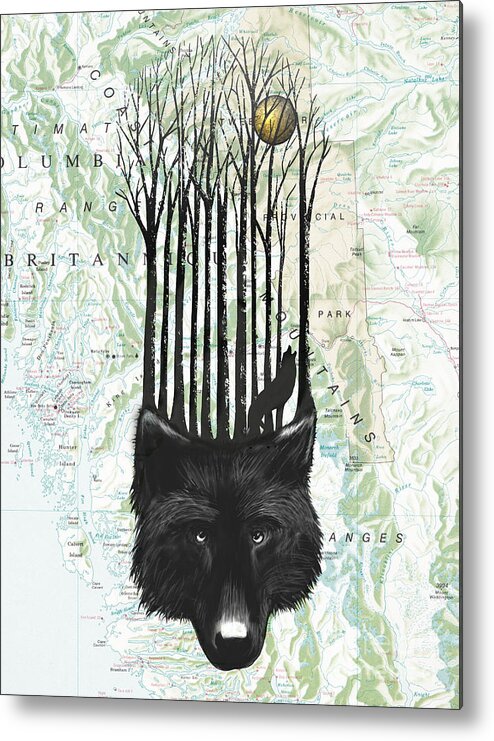 Wolf Metal Print featuring the digital art Wolf Barcode by Sassan Filsoof