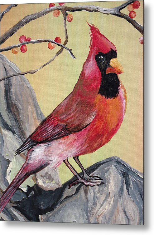 Bird Metal Print featuring the painting WV State Bird by Leslie Manley