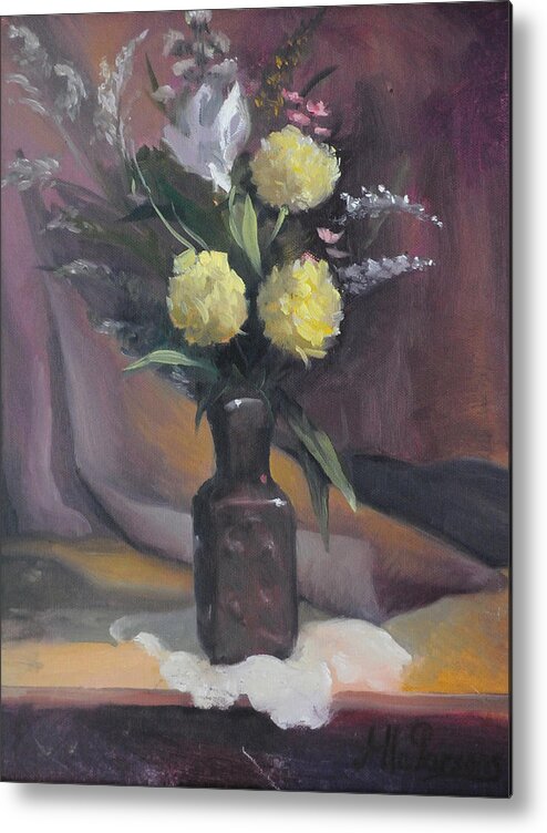 Flowers Metal Print featuring the painting Yellow Flowers by Alla Parsons