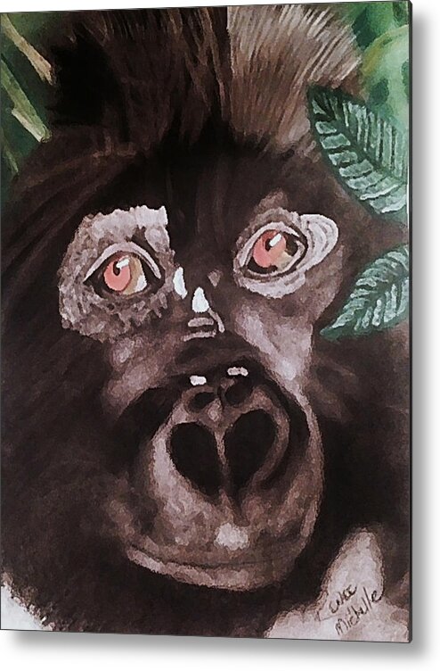 Gorilla Metal Print featuring the pastel Young Gorilla by Renee Michelle Wenker