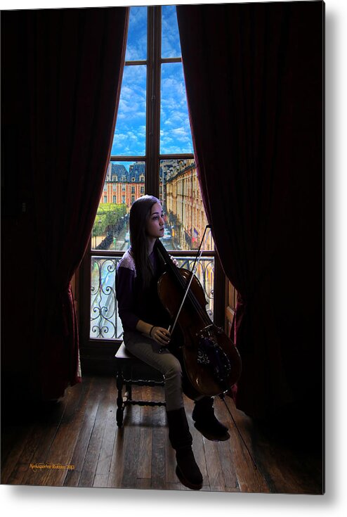 Girl Cellist Metal Print featuring the photograph Young Musician Impression # 2 by Aleksander Rotner