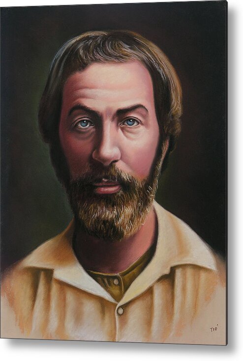 Walt Whitman Metal Print featuring the pastel Young Walt Whitman by Miguel Tio