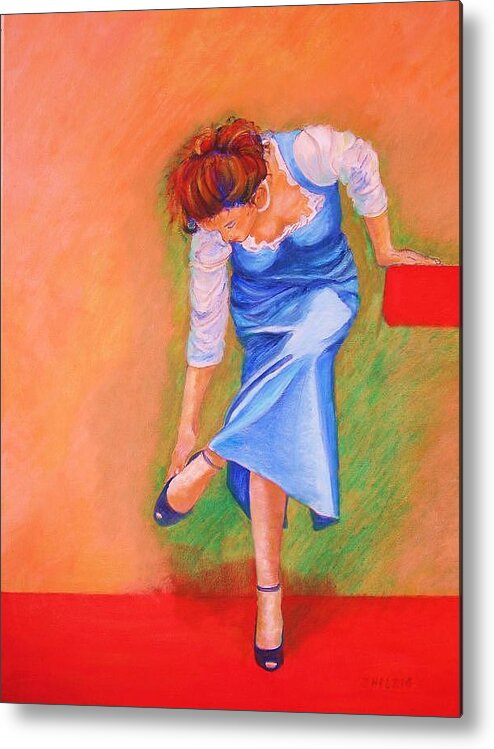 Girl Metal Print featuring the painting zapatos I by Dagmar Helbig