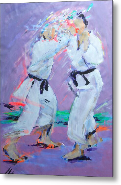 Karate Metal Print featuring the painting Zenshinshite by Lucia Hoogervorst