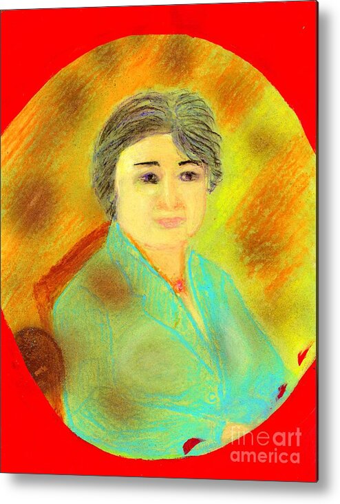 Zhang Yin Metal Print featuring the painting Zhang Yin Queen of Containerboards Great Chairwoman of Nine Dragons Paper Industries by Richard W Linford