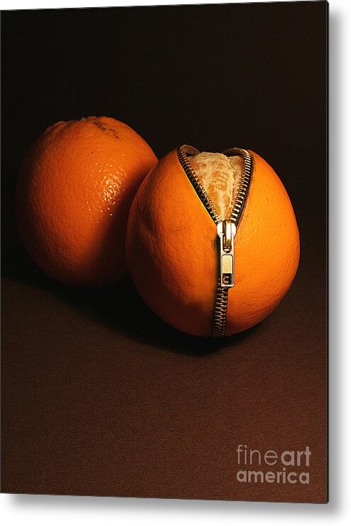 Idea Metal Print featuring the photograph Zipped Oranges by Jaroslaw Blaminsky