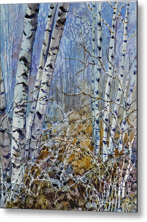 Birches Metal Print featuring the painting Birches #1 by Louise Peardon