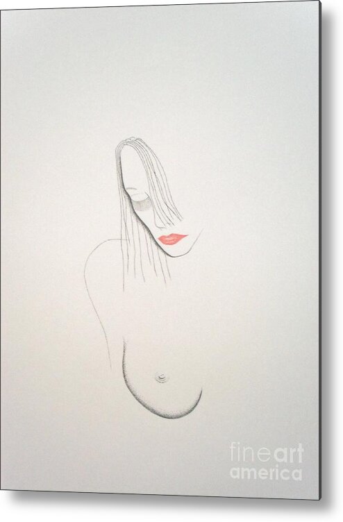 Lady In Nude Metal Print featuring the drawing Lady in Red #2 by Kip Vidrine