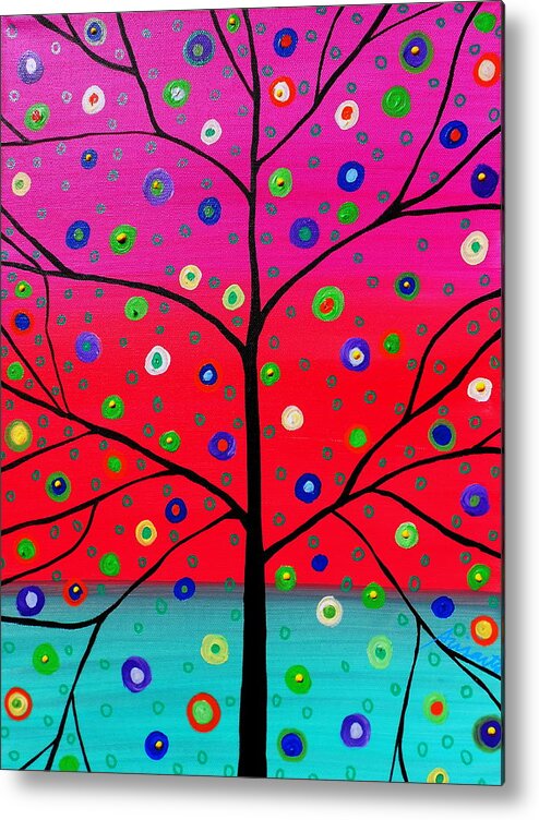 Bar Metal Print featuring the painting Tree Of Life Painting #1 by Pristine Cartera Turkus