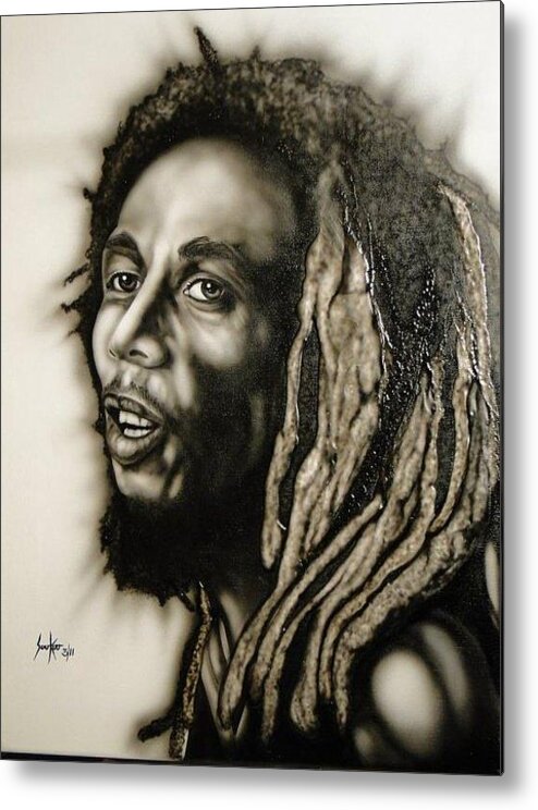 Bob Marley Metal Print featuring the painting Bob Marley #3 by Stephen Sookoo