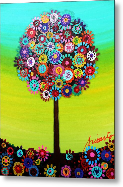 Bar Metal Print featuring the painting Tree Of Life #99 by Pristine Cartera Turkus
