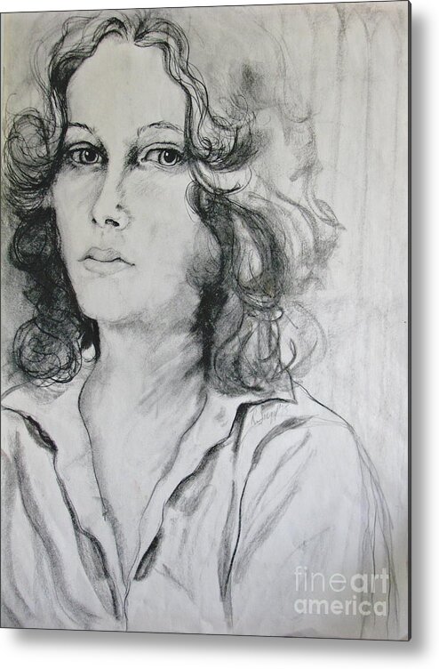 Portrait Metal Print featuring the drawing A Look Within by Rory Siegel