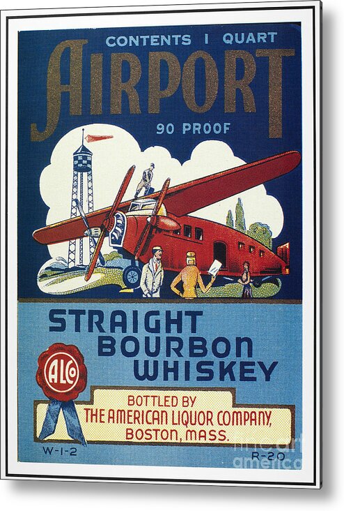 1940s Metal Print featuring the photograph Airport Whiskey Label by Granger