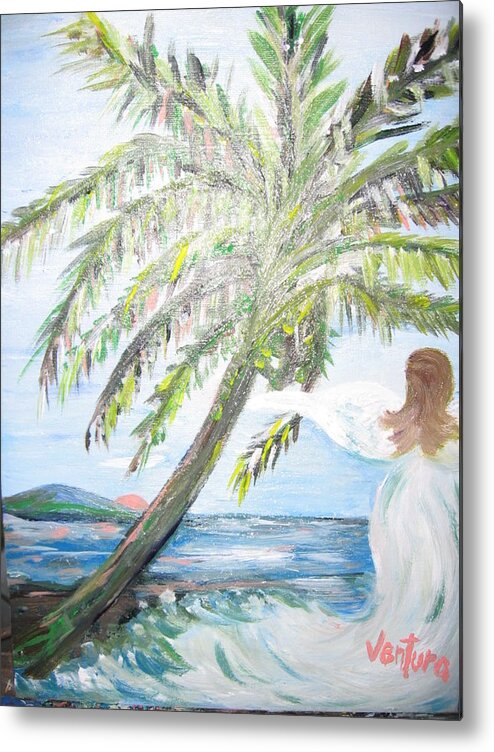 Angel Metal Print featuring the painting Angel of The Sea by Clare Ventura