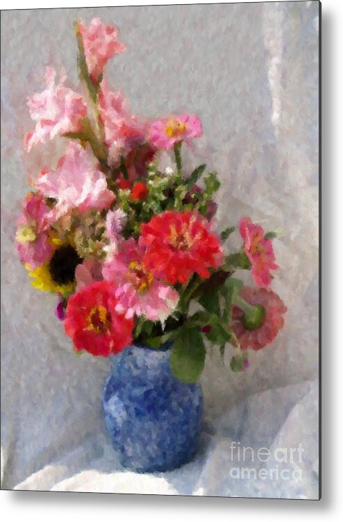  Metal Print featuring the digital art August Bouquet by Denise Dempsey Kane
