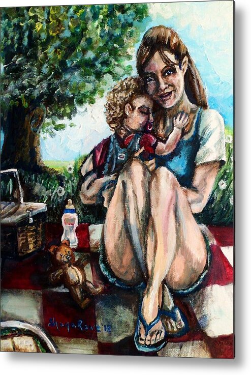 Mom Metal Print featuring the painting Baby's First Picnic by Shana Rowe Jackson