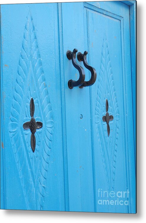 Blue Tunisia Door Metal Print featuring the digital art Blue Sidi Bou Said Tunisia Door by Eva Kaufman