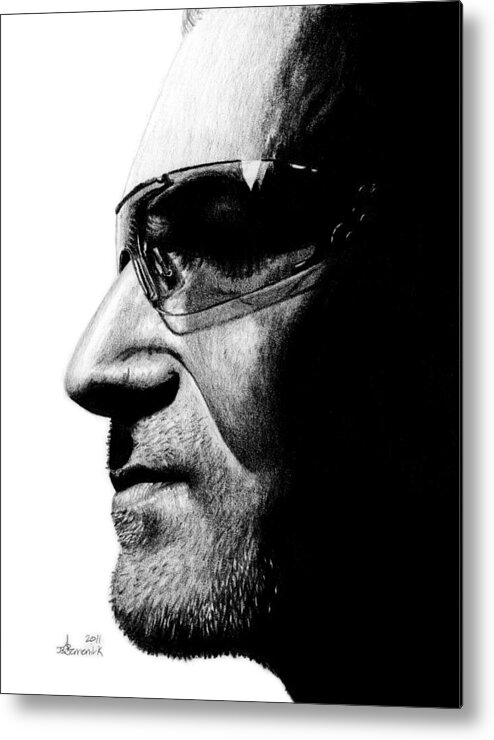 Bono Metal Print featuring the drawing Bono - Half the Man by Kayleigh Semeniuk