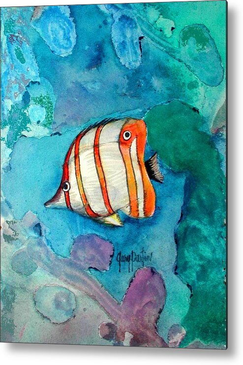 Tropical Fish Metal Print featuring the painting Bottle Nose tropical fish by Gary Partin