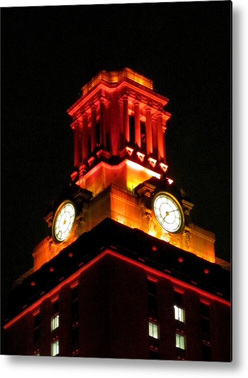 University Of Texas Metal Print featuring the photograph Burnt Orange University of Texas Tower by Life Makes Art