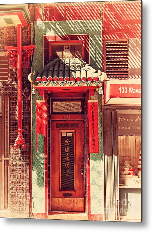 Retro Metal Print featuring the photograph Chinatown Door . 7D7406 by Wingsdomain Art and Photography