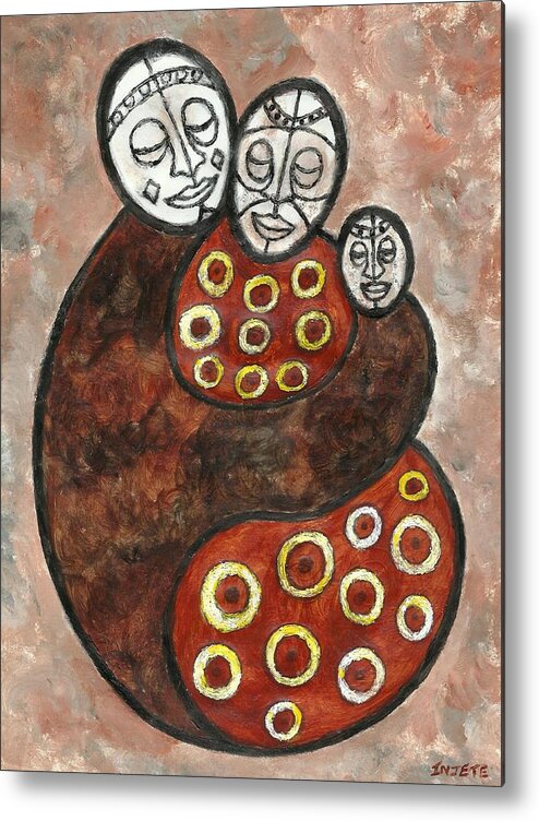 African Art Metal Print featuring the painting Family Unity by Injete Chesoni
