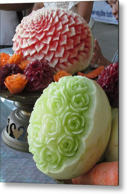 Fruit Metal Print featuring the photograph Fruit Carving by Alfred Ng
