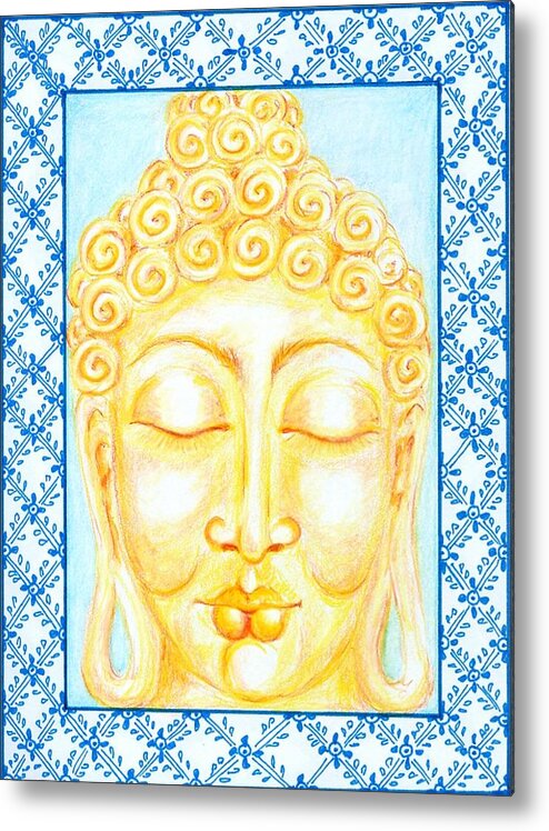 Buddha Metal Print featuring the drawing Golden Buddha by Suzan Sommers