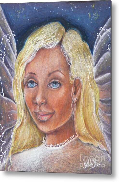 Portrait Metal Print featuring the drawing Guardian Angel by Jane Jolly Chappell