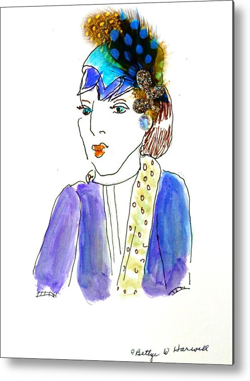 Hat Lady Metal Print featuring the mixed media Hat Lady 14 by Bettye Harwell